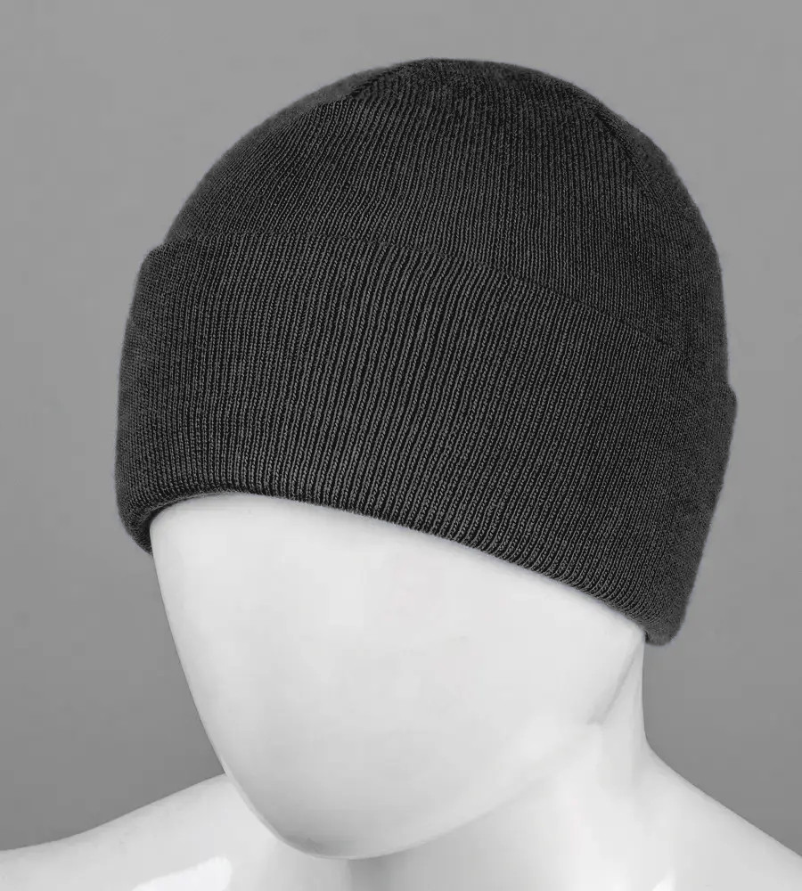 Шапка чоловіча з відворотом повний фліс (Ded22), Антрацит, фото 1