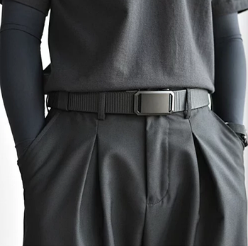 Чоловічий текстильний ремінь із автоматичною застібкою 125 см шириною 3,5 см чорний