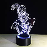 Світильник-нічник 3D з пультом керування Людина Павук подарунок хлопчикові на новий рік, фото 6