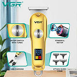 Машинка (тример) для стриження волосся й бороди VGR Professional, 3 насадки, LED Display, фото 3