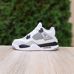 Жіночі зимові кросівки Nike Air Jordan 4 (білі з чорним) модні повсякденні форси 4064 Найк