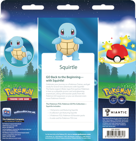 Squirtle +3 Booster PIN + код для колекції Pokemon TCG Go