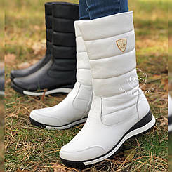 Жіночі зимові шкіряні білі чоботи дутики,чоботи жіночі зимові шкіряні дуті спортивні на хутрі