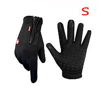 S. Черные универсальные,спортивные,зимние перчатки с сенсором для телефона. Черные женские мужские перчатки.
