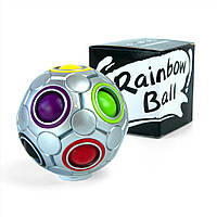 Головоломка антистрес 3D П'ятнашки IQ Rainbow Ball срібло