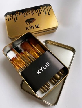 Набір пензликів для макіяжу kylie gold, 12 шт, фото 1