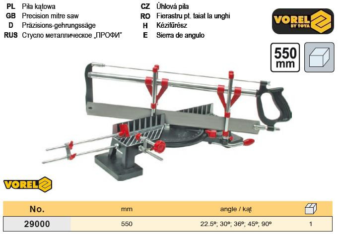 Стусло поворотне пила 550 мм TUV GS 22,5°,30°,36°,45°,90° VOREL-29000