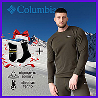 Термобілизна чоловіча Columbia розмір XL, колір оливковий + носки
