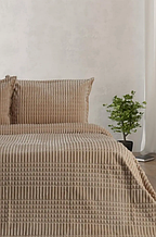 Комплекти покривала та наволочки 150×220 однотонні, шикарні покривала з прострочкою стильні Бежевий Капучино