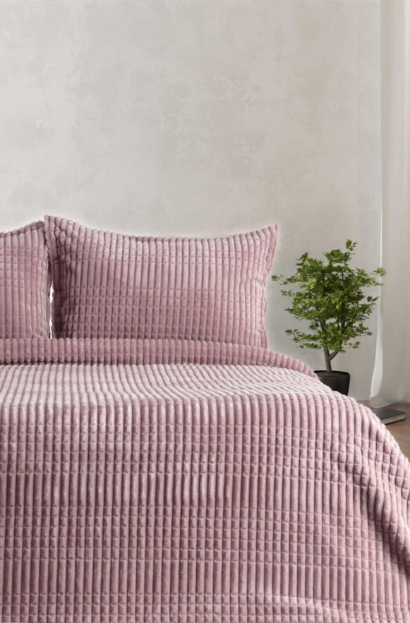 Комплекти покривала та наволочки 150×220 однотонні, шикарні покривала з прострочкою Пудровий, фото 1