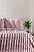 Комплекти покривала та наволочки 150×220 однотонні, шикарні покривала з прострочкою Пудровий