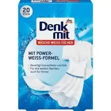 Серветки для прання білих линяючих речей Denkmit White 20 шт