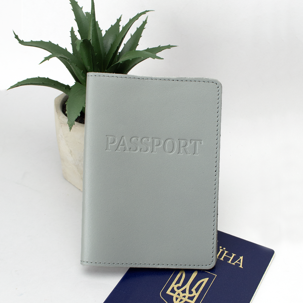 Обкладинка на паспорт шкіряна жіноча HC-24 (сіра)