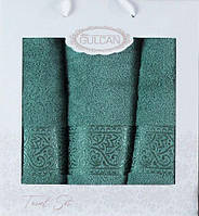 Набор махровых полотенец 3шт в подарочной упаковке Gulcan Cotton - Ornament-3ка-green
