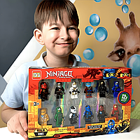 Набор (комплект) подвижных мини фигурок Ниндзяго (Ninjago) 12 шт в стиле Lego 4 см