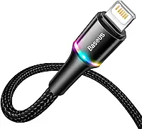 Кабель зарядки Baseus Cable USB-Lightning 2.4A (для iPhone) черного цвета с подсветкой 0.5 м