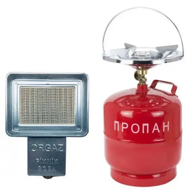 Газовий пальник-обігрівач інфрачервоного випромінювання Orgaz SB-600 1.3 кВт з газовим балоном 8 літрів