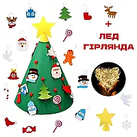 Ялина, Ялинка з фетру на підлогу, об'ємна з іграшками - Зелений