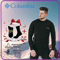 Термобілизна чоловіча Columbia розмір XXXL колір чорний + носки комплект теплої чоловічої термобілизни