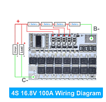 Контролер BMS 4S 100А 16.8v для 18650 з балансуванням