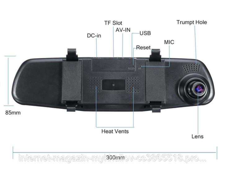 Зеркало видеорегистраторы с камерой заднего вида в машину HDMI Автомобильный видеорегистратор в машину - фото 5 - id-p2026842006
