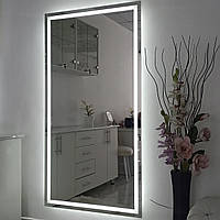 Прямоугольное зеркало с «фронтальной» LED подсветкой 190*80 см в ванную комнату, гостиную, спальню