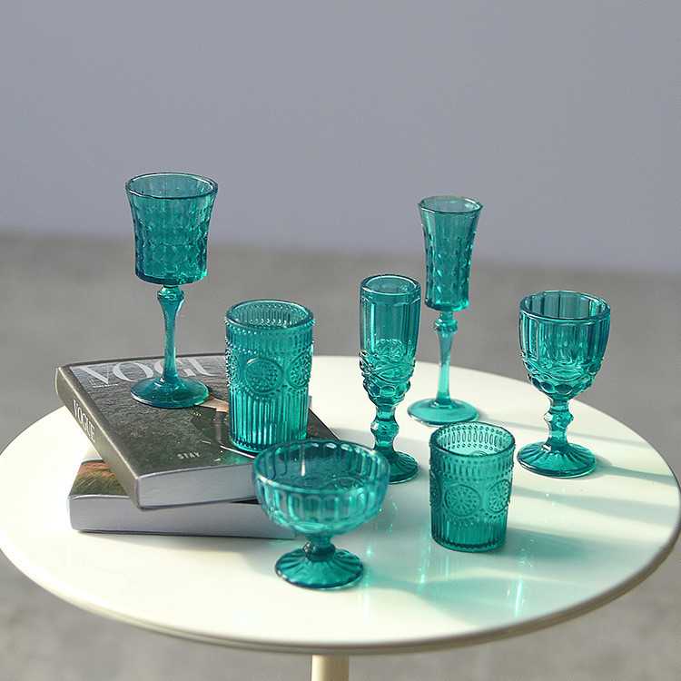 Мініатюра набір посуду 7 шт пластиковий 1.6-4 см Смарагдовий, фото 1