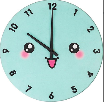 Настінний годинник у дитячу кімнату MyKawaii, 30 см, бірюзовий (AM-70)