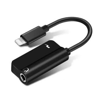 Сплітер 2 в 1 USB-C Lightning 3.5 mm Jack AUX Audio Адаптер для заряджання та музики 2.4A 48kHz Чорний (AM-166)