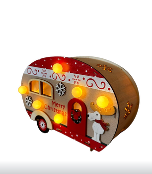 Світлодіодна фігура/нічник «Фургончик», дерево, на батарейках, світіння тепле біле (AM-84)