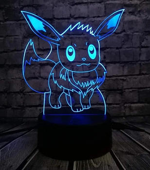 3D світильник від USB і батарейок, нічник 3D Lamp Покемон Іві (AM-56)