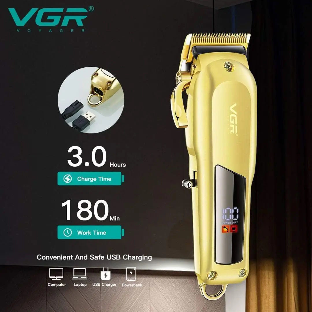 Машинка для стрижки VGR Professional Hair Clipper V-278 GOLD, домашня машинка для стрижки волосся