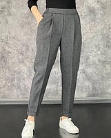 Брюки женские, супер модные брюки, костюмка с примесями шерсти серый, 50/52