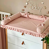 Сповивальний матрацик поплін із рюшем 60х80 Пудра, фото 2