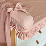 Сповивальний матрацик поплін із рюшем 60х80 Пудра, фото 4