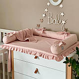 Сповивальний матрацик поплін із рюшем 60х80 Пудра, фото 5