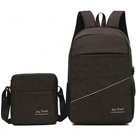Міський рюкзак Joy Start з USB 15.5L + Плечова сумка Black (3_04144)