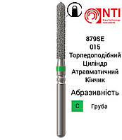 879SE-015-C FG NTI Бор Алмазный Торпедообразный Цилиндр для турбины (Торпеда) ( Зеленый ) Easy Chamfer