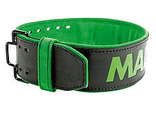 Пояс для важкої атлетики MadMax MFB-302 Quick Release Belt  шкіряний Black/Green XL