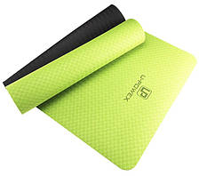 Килимок для йоги та фітнесу U-POWEX TPE Yoga mat Green/Black (183х61х0.6)