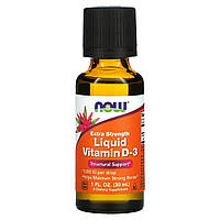 Рідкий вітамін D-3 підвищеної сили, 1000 МО, Liquid Vitamin D-3, Extra Strength, Now Foods, 30 мл (1 рідк.