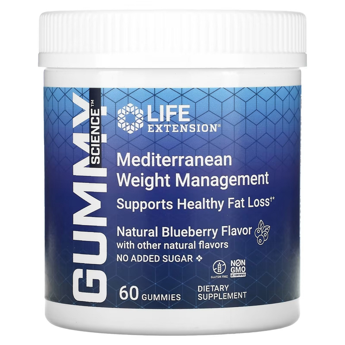 Засіб для корекції ваги, смак чорниці, Mediterranean Weight Management, Life Extension, 60 жувальних