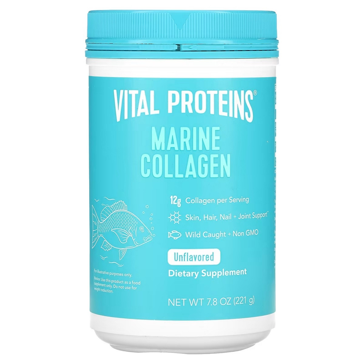 Морський колаген із дикої риби, без добавок, Marine Collagen, Wild Caught, Vital Proteins, 221 г (7,8 унцій)