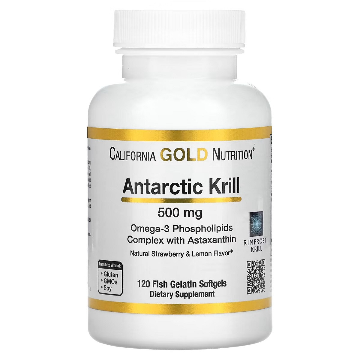 Олія антарктичного криля, 500 мг, смак полуниці та лимона, Antarctic Krill Oil, Omega-3, California Gold