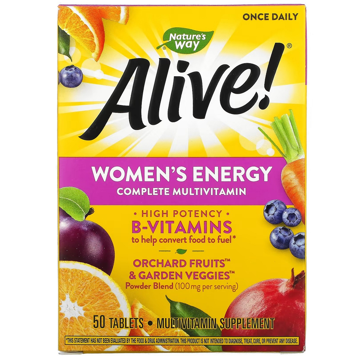 Мультивітамінний комплекс Для жінок, Alive! Women's Energy Complete Multivitamin, Nature's Way, 50 таблеток
