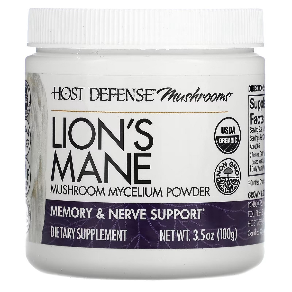Ожина гребінчаста, підтримка пам'яті та нервової системи, Lion's Mane, Mushroom Mycelium Powder, Fungi Perfecti,