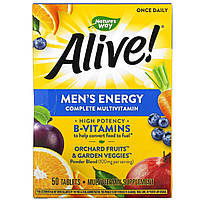 Мультивітамінний комплекс для чоловіків, Alive! Men's Energy Complete Multivitamin, Nature's Way, 50 таблеток