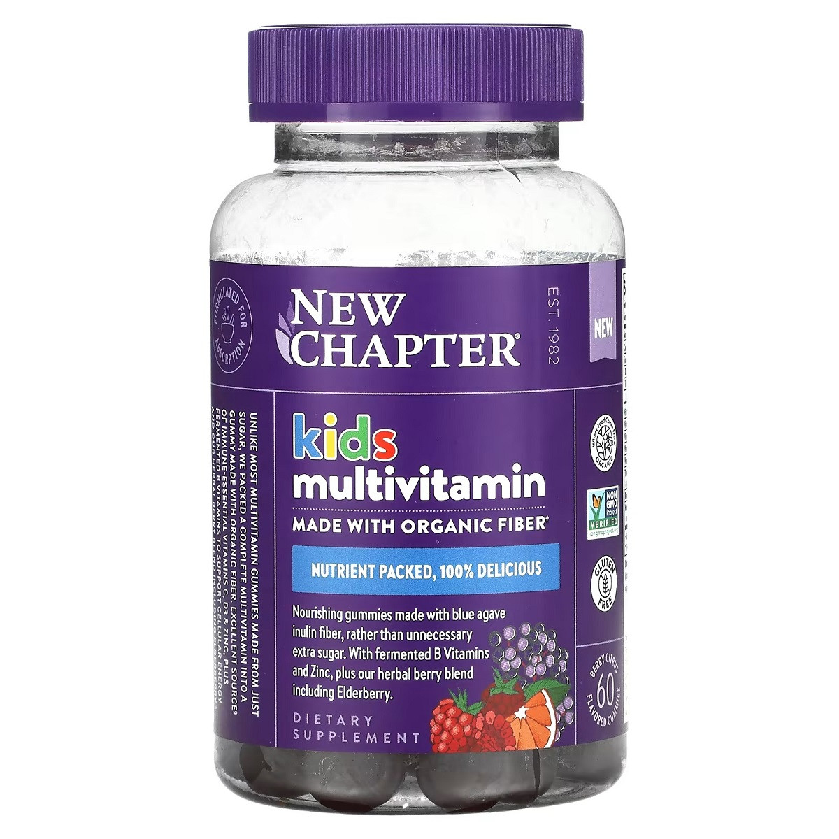 Мультивитамины для детей, ягодно-цитрусовый вкус, Kid's Multivitamin, New Chapter, 60 жевательных конфет - фото 1 - id-p2026890172