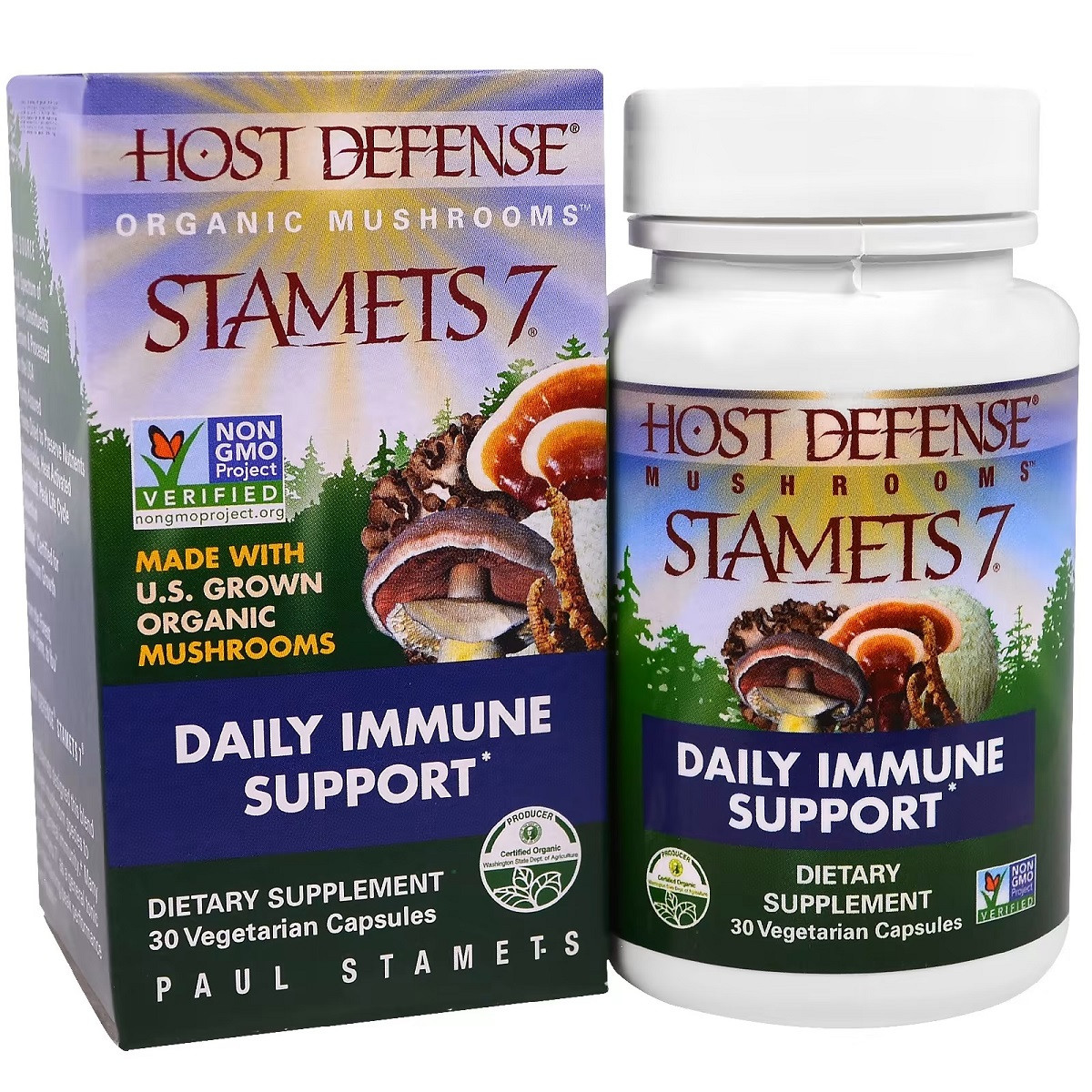 Щоденна підтримка імунітету, комплекс із 7 грибів, Stamets 7, Daily Immune Support, Fungi Perfecti, 30