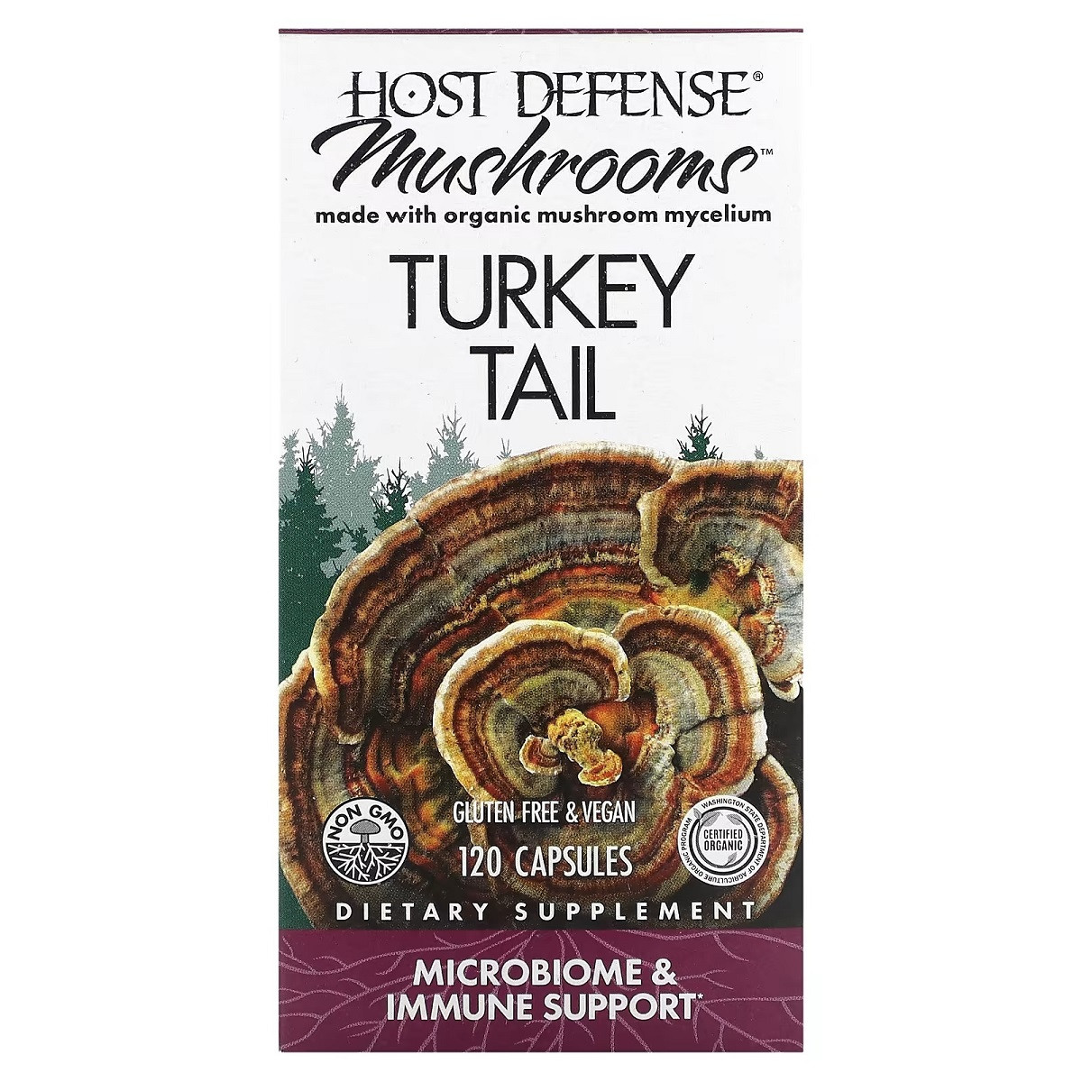 Трутовик різнобарвний, Turkey Tail, Fungi Perfecti, 120 вегетаріанських капсул